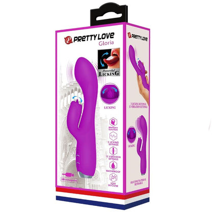 PRETTY LOVE - GLORIA VIBRADOR CONEJO RECARGABLE IMPERMEABLE MORADO