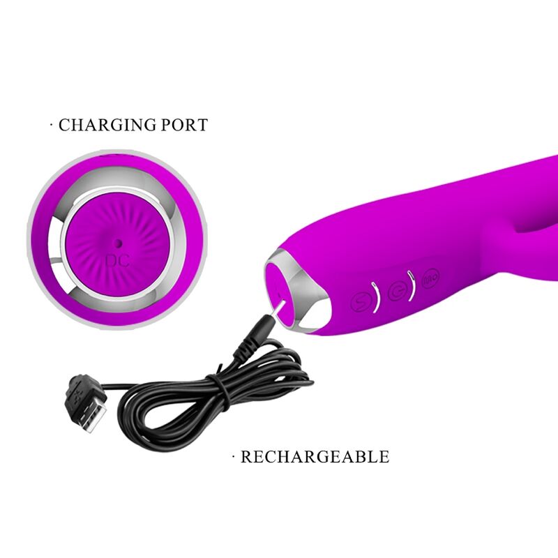 PRETTY LOVE - GLORIA VIBRADOR CONEJO RECARGABLE IMPERMEABLE MORADO