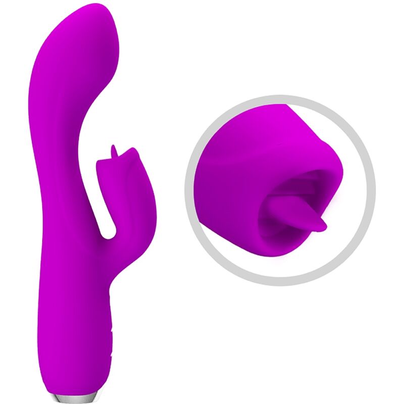 PRETTY LOVE - GLORIA VIBRADOR CONEJO RECARGABLE IMPERMEABLE MORADO