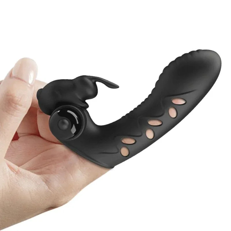 Pretty Love – Couvercle de Doigt Vibrateur Lapin Noir Vance