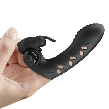 Pretty Love – Couvercle de Doigt Vibrateur Lapin Noir Vance