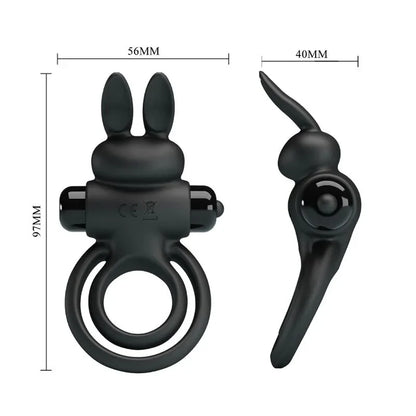 Pretty Love – Anneau de Lapin Vibrator Iii pour Pénis Noir