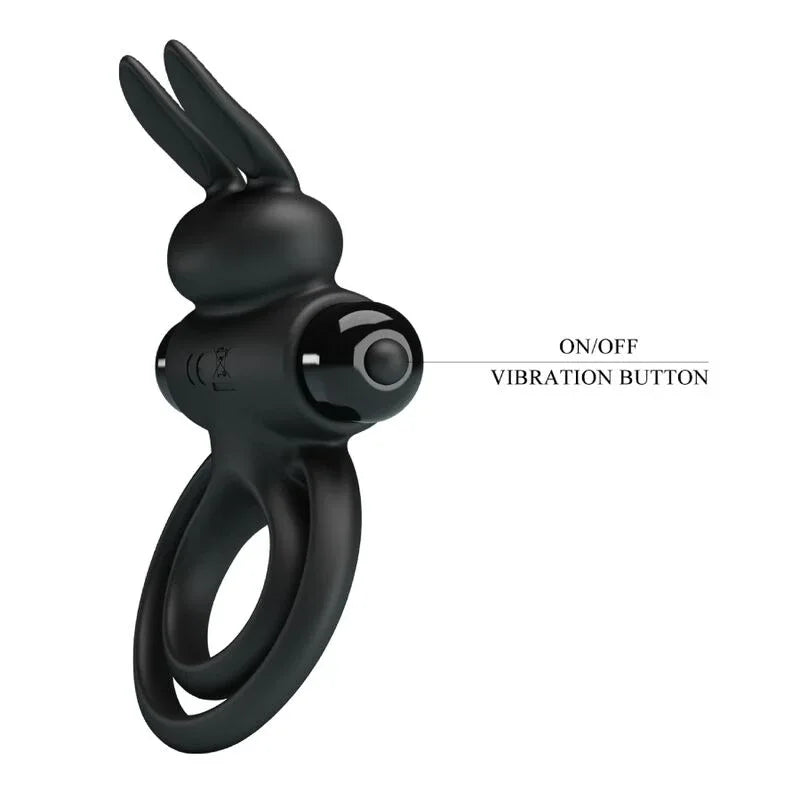 Pretty Love – Anneau de Lapin Vibrator Iii pour Pénis Noir