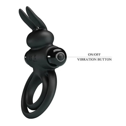 Pretty Love – Anneau de Lapin Vibrator Iii pour Pénis Noir