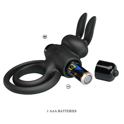 Pretty Love – Anneau de Lapin Vibrator Iii pour Pénis Noir
