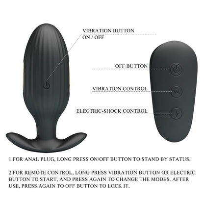 PRETTY LOVE - VIBRADOR ANAL RECARGABLE KELLY PLUG NEGRO