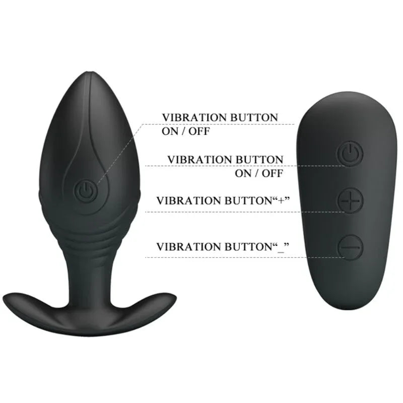 Pretty Love – Vibrateur Rechargeable Regina Anal Plug Noir