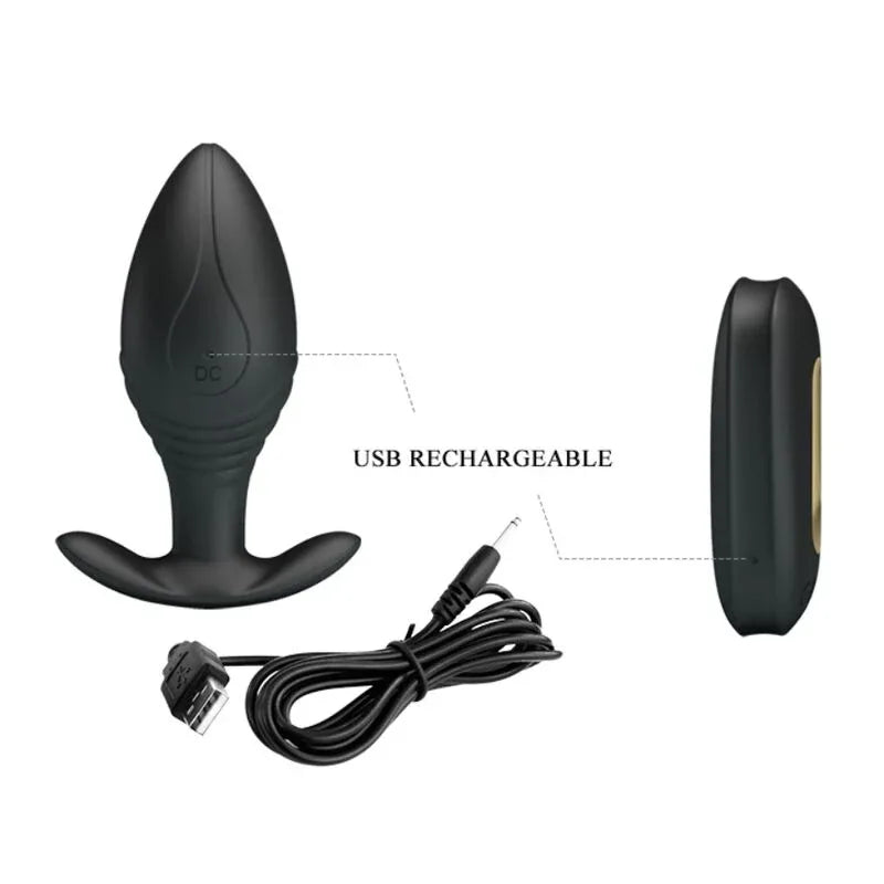 Pretty Love – Vibrateur Rechargeable Regina Anal Plug Noir