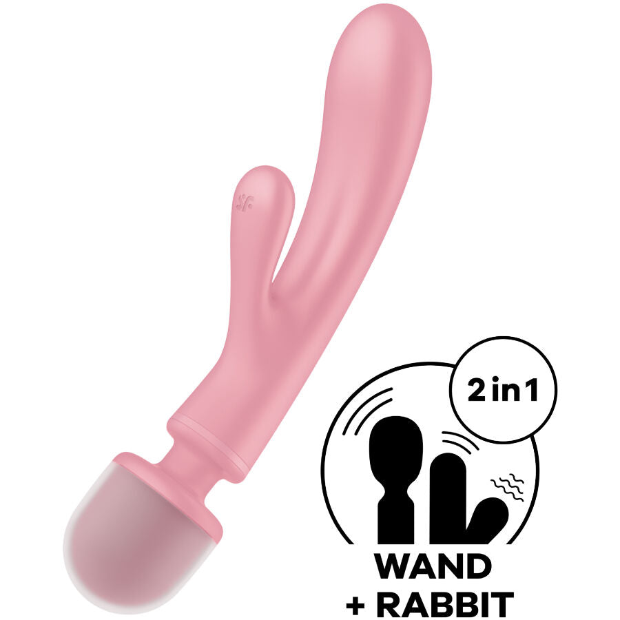 SATISFYER - MASAJEADOR VIBRADOR CONEJO TRIPLE LOVER GRIS