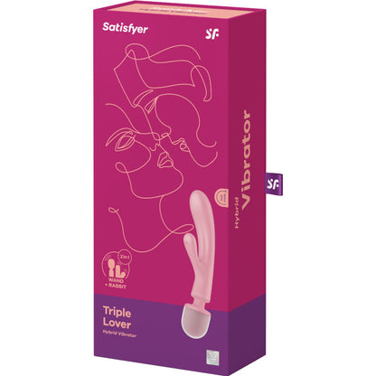 SATISFYER - MASAJEADOR VIBRADOR CONEJO TRIPLE LOVER GRIS