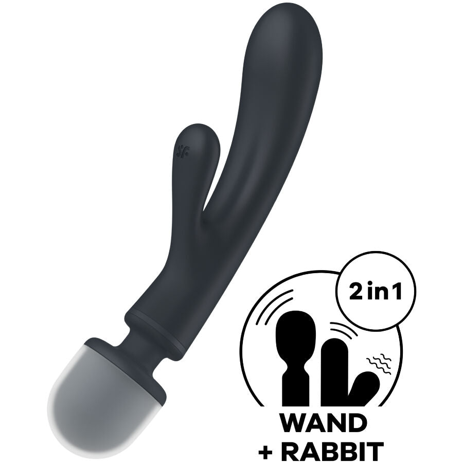 SATISFYER - MASAJEADOR VIBRADOR CONEJO TRIPLE LOVER GRIS