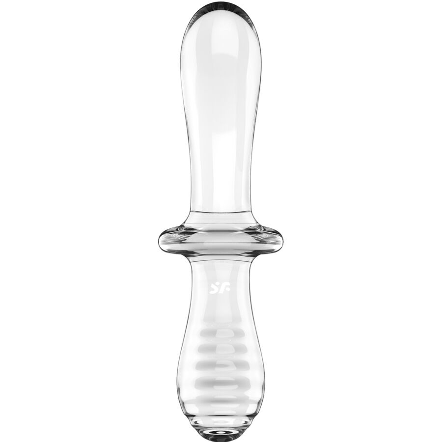 SATISFYER - DILDO DOBLE DE CRISTAL AZUL