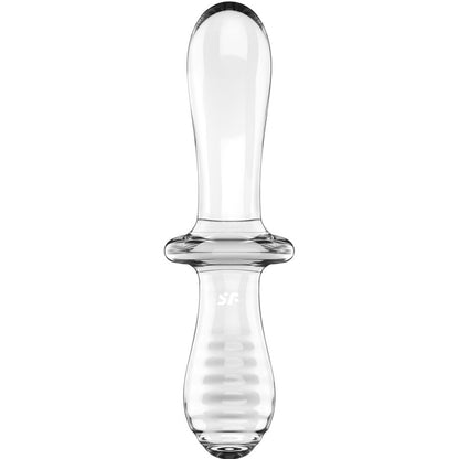SATISFYER - DILDO DOBLE DE CRISTAL AZUL
