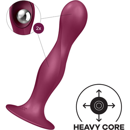 SATISFYER - GODE IN SILICONE DOUBLE BALL-R GRENAT