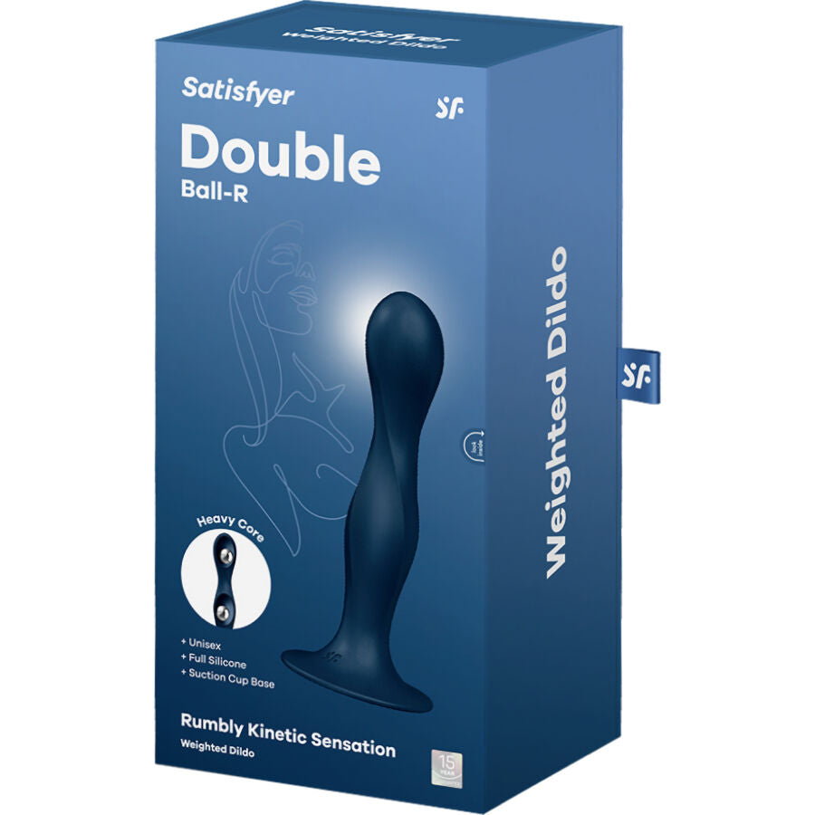 SATISFYER - GODE IN SILICONE DOUBLE BALL-R GRENAT