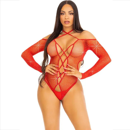 Leg Avenue – Corps Crothless avec Rouge Brillant