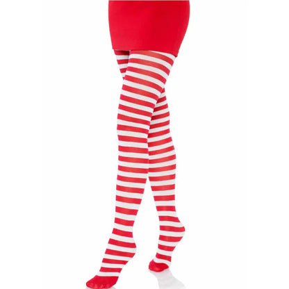 Leg Avenue – Collants Rayures Blanc / Rouge