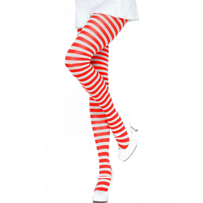 LEG AVENUE - MEDIAS DE RAYAS BLANCAS/ROJAS