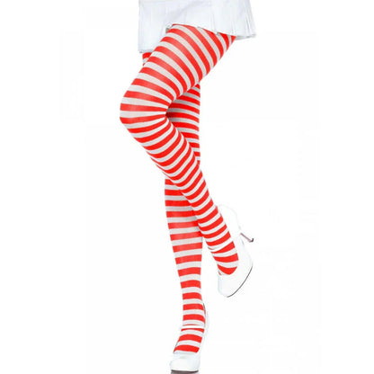 Leg Avenue – Collants Rayures Blanc / Rouge