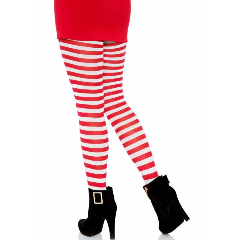 Leg Avenue – Collants Rayures Blanc / Rouge