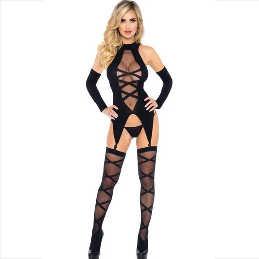 Leg Avenue – Ensemble 3 Pièces Body + Bas + Manches