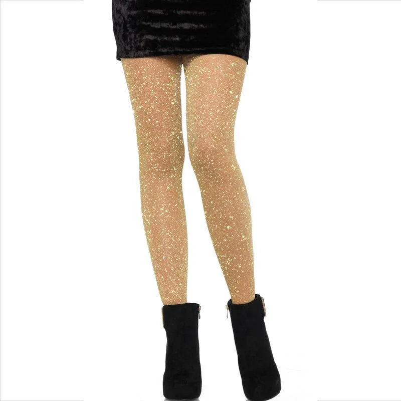 Leg Avenue Collants Transparents Dorés