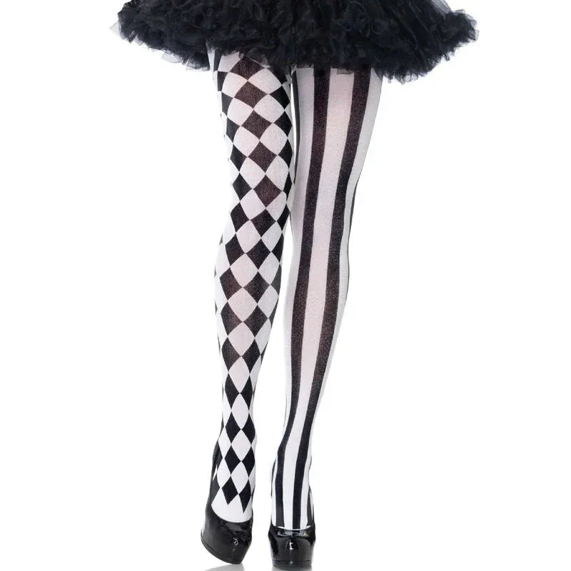 Leg Avenue – Collants Arlequin Noir / Blanc