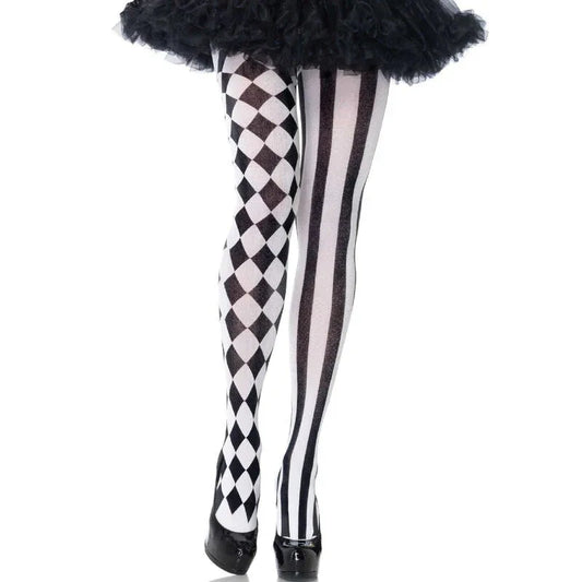 Leg Avenue – Collants Arlequin Noir / Blanc