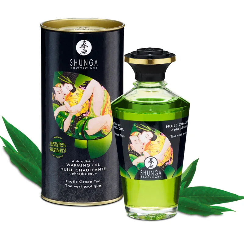 Shunga – Huile de Massage Effet Chaleur au Thé Vert Bio 100 ml