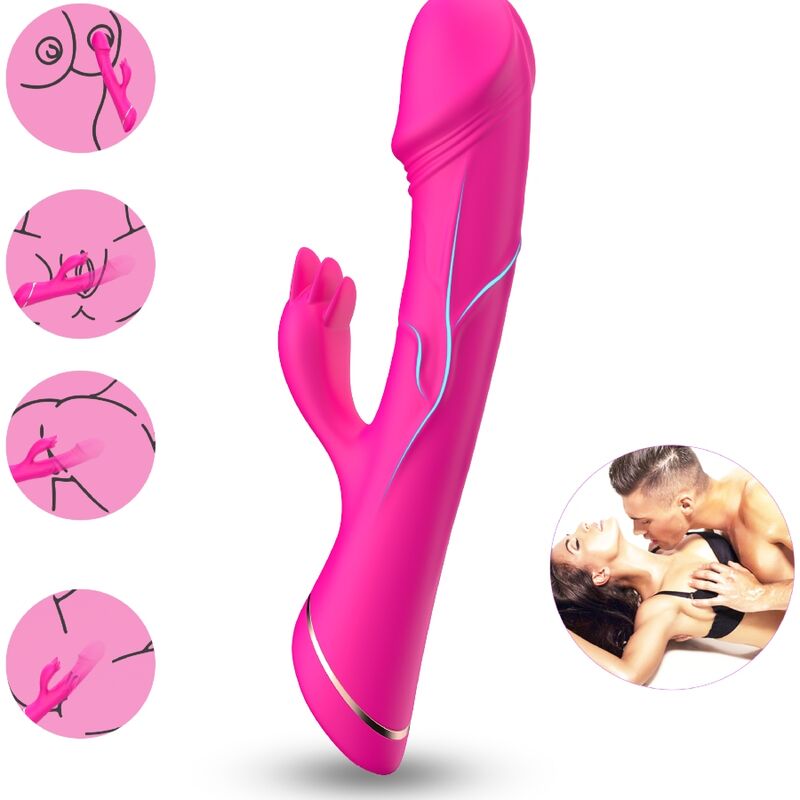 Gode vibrateur lapin silicone fuchsia – Armony