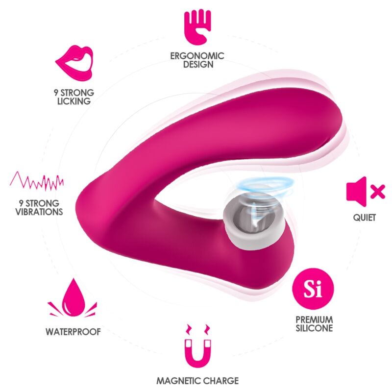 Secretkiss léchage de clit vibrant et vibrateur fuchsia courbé – Armony