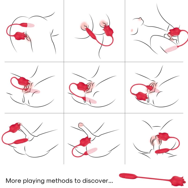 3-en-1 rose stimulateur aspiration et up&down avec queue rouge – Armony