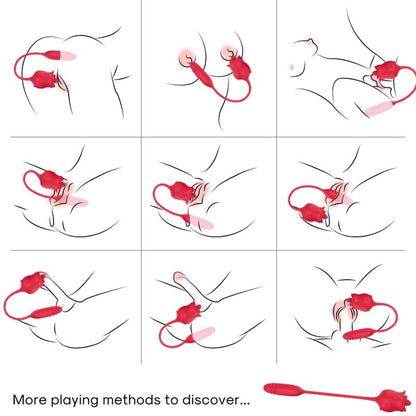 3-en-1 rose stimulateur aspiration et up&down avec queue rouge – Armony