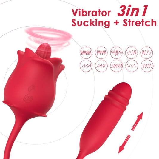 Stimulateur 3-en-1 rose stimulateur aspiration et up&down avec queue rouge – Armony