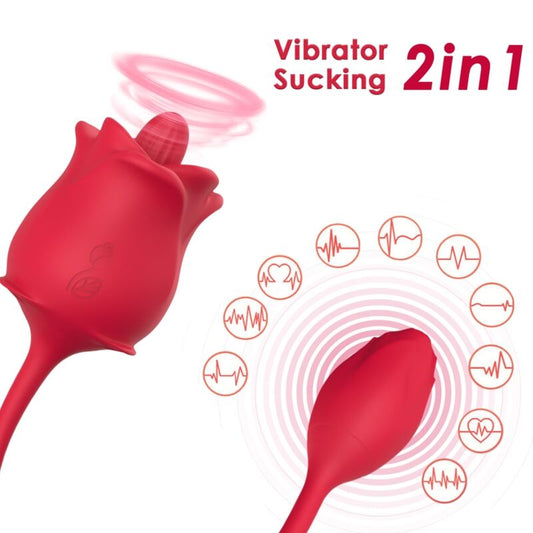 Stimulateur d'aspiration et vibrateur rose 2 en 1 10 modes avec queue rouge – Armony