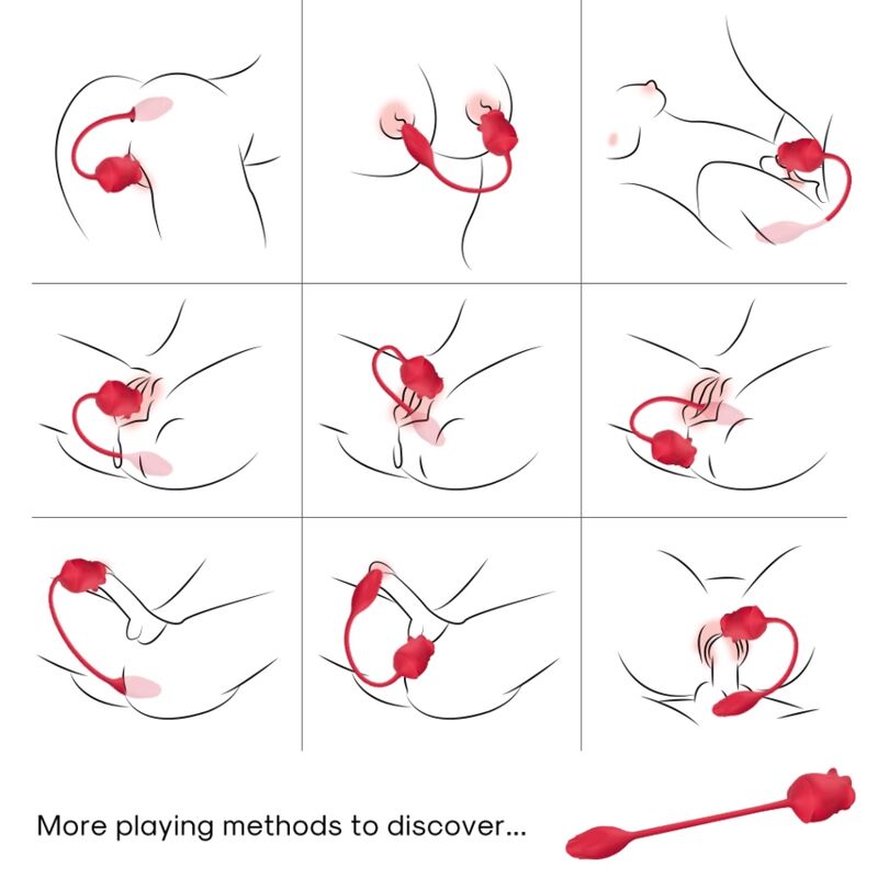 Stimulateur d'aspiration et vibrateur rose 2 en 1 10 modes avec queue rouge – Armony