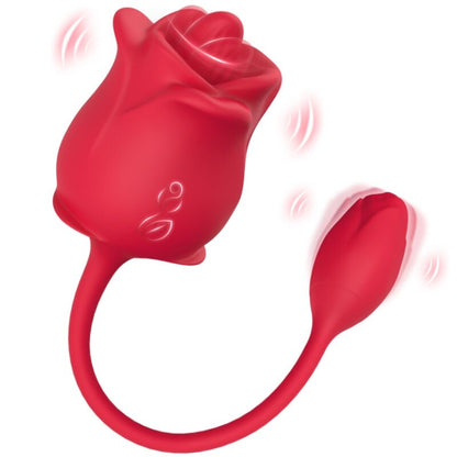 Stimulateur d'aspiration et vibrateur rose 2 en 1 10 modes avec queue rouge – Armony