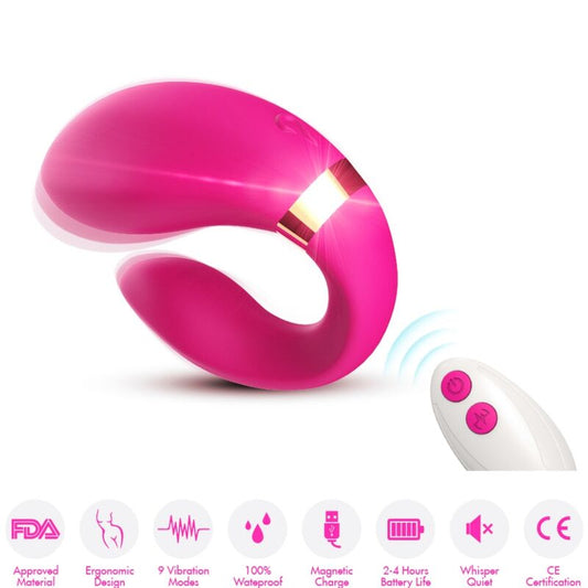 Vibrateur croissant pour couples télécommande fuchsia – Armony