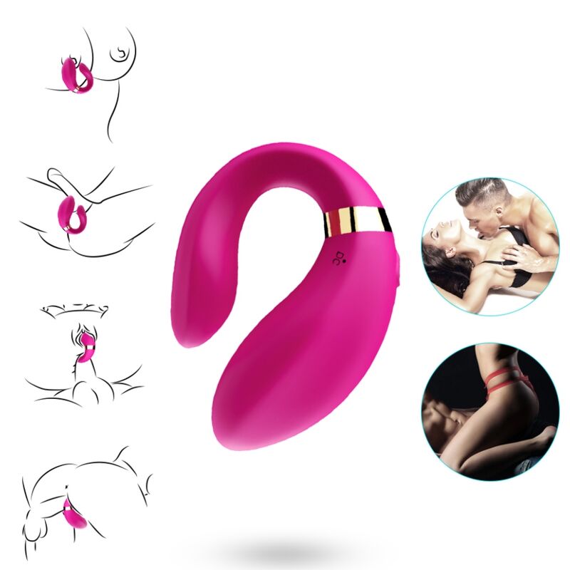 Vibrateur croissant pour couples télécommande fuchsia – Armony