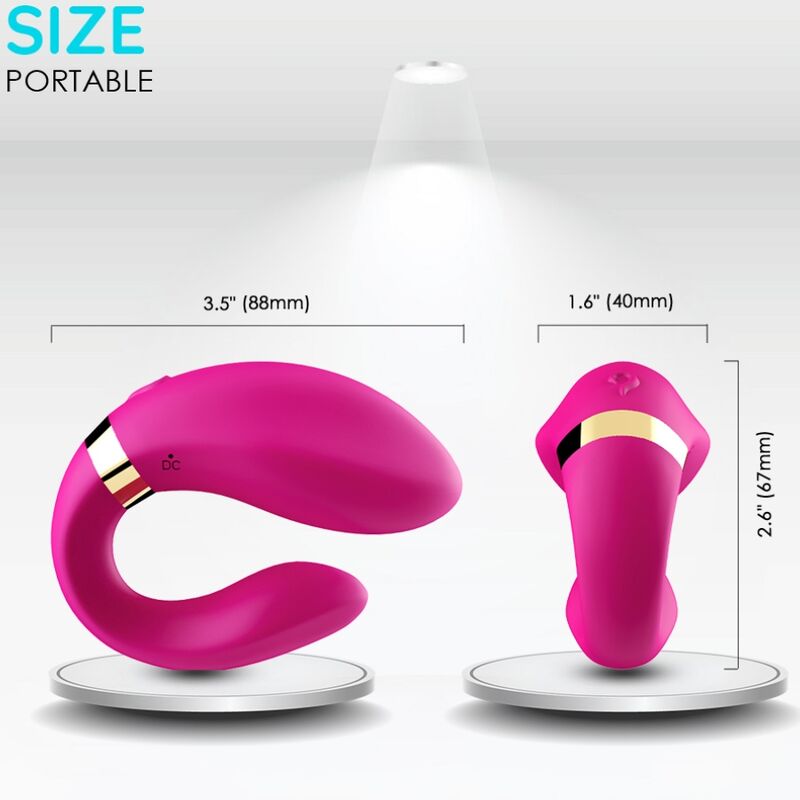 Vibrateur croissant pour couples télécommande fuchsia – Armony