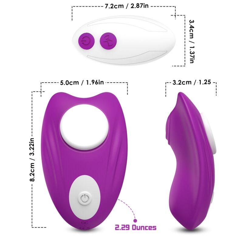 Culotte portable papillon vibrateur télécommande violet – Armony