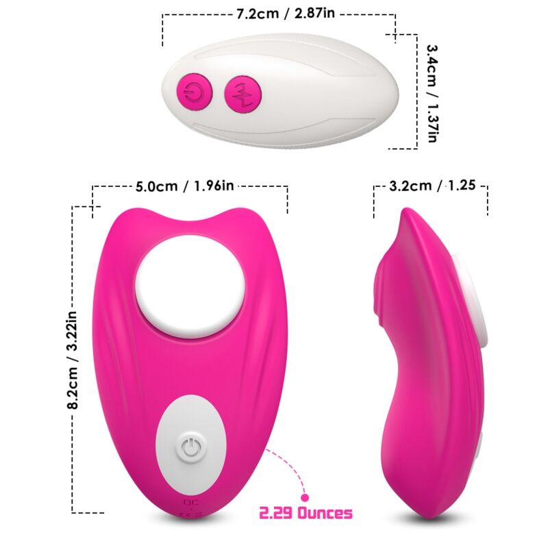 Culotte portable papillon vibrateur télécommande rose – Armony
