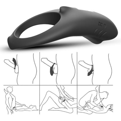 Anneau vibrateur shark pour couples télécommande noir – Armony