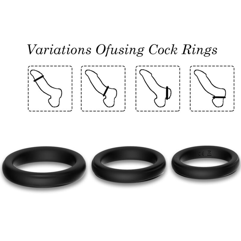 Bague triple silicone noir – Armony