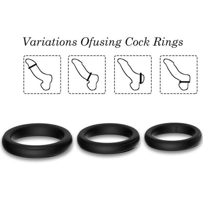 Bague triple silicone noir – Armony