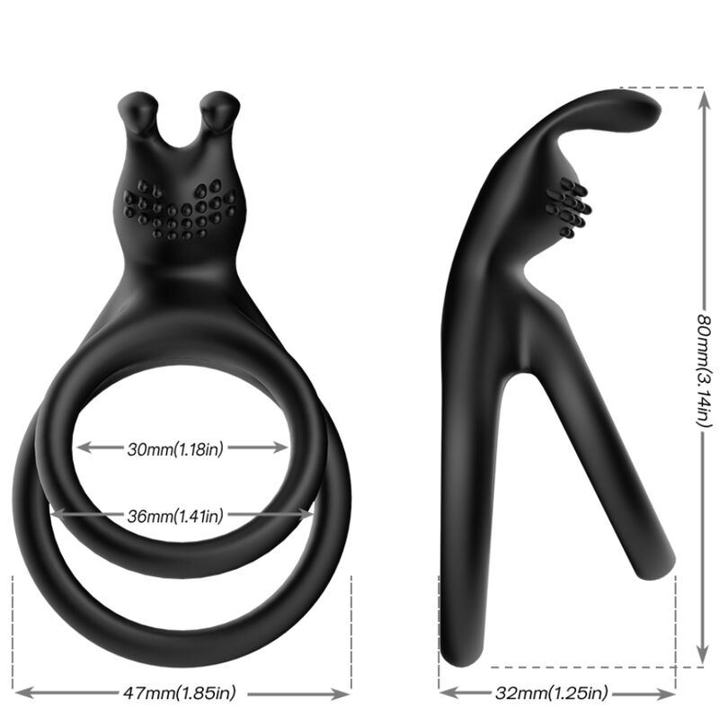 Bague double lapin tensy noir – Armony