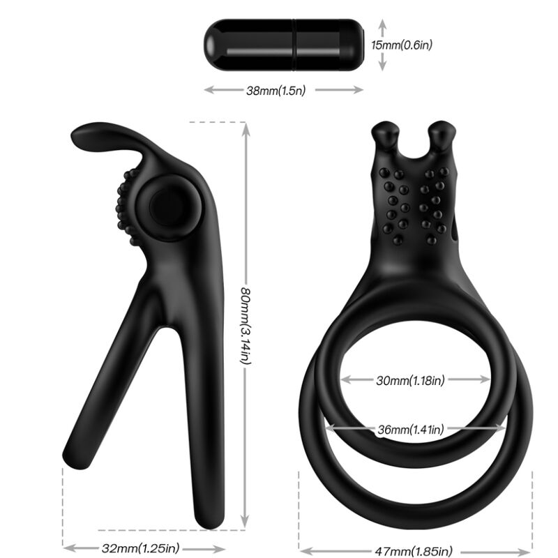 Anneau vibrateur double traveler pour couples lapin noir – Armony