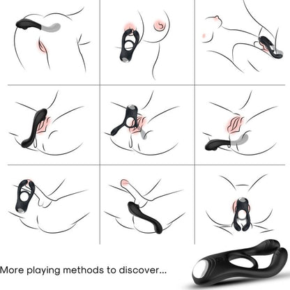 Veyron double vibrateur anneau jouet pour couples télécommande noir – Armony