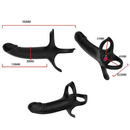 Gode avec anneau et vibrateur télécommande noir – Armony