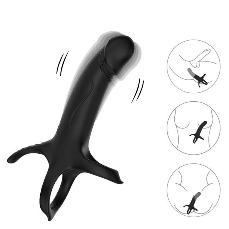 Gode avec anneau et vibrateur télécommande noir – Armony